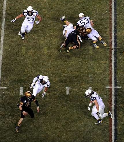 The Mids corner Army QB Trent Steelman.