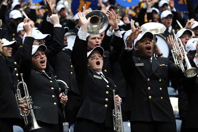 Navy Midshipmen celebrate another score at the 2009 Texas Bowl