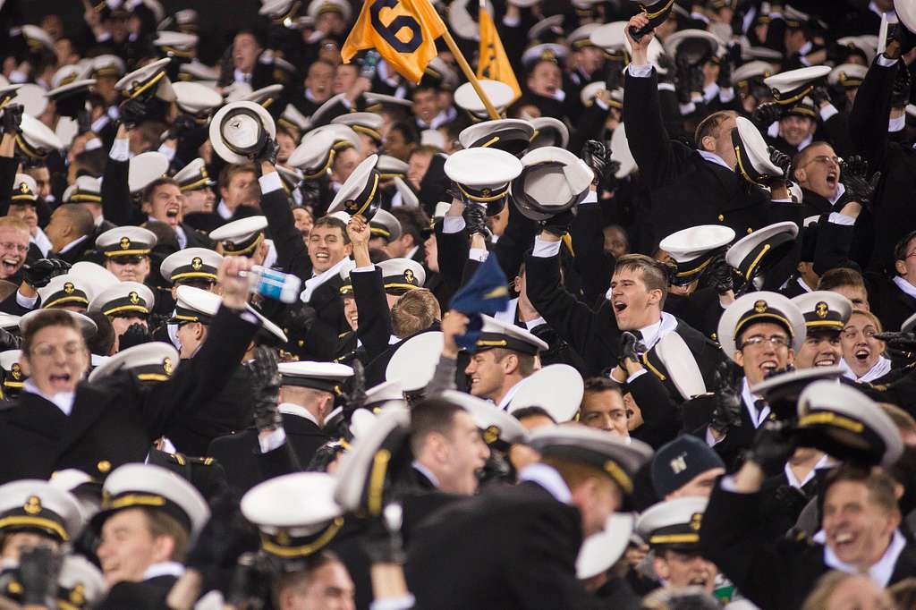 The Brigade goes crazy after Navy takes the lead. 