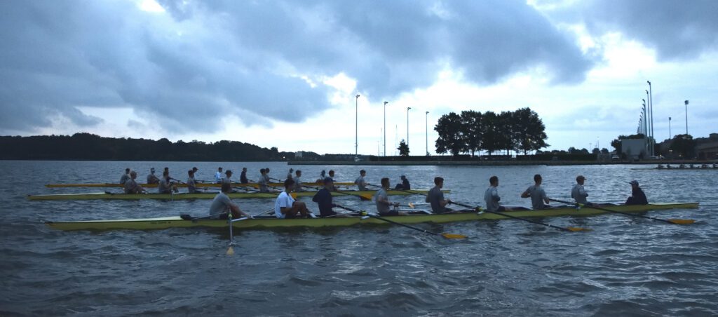 The Navy Lightweight Rowing team at dawn.